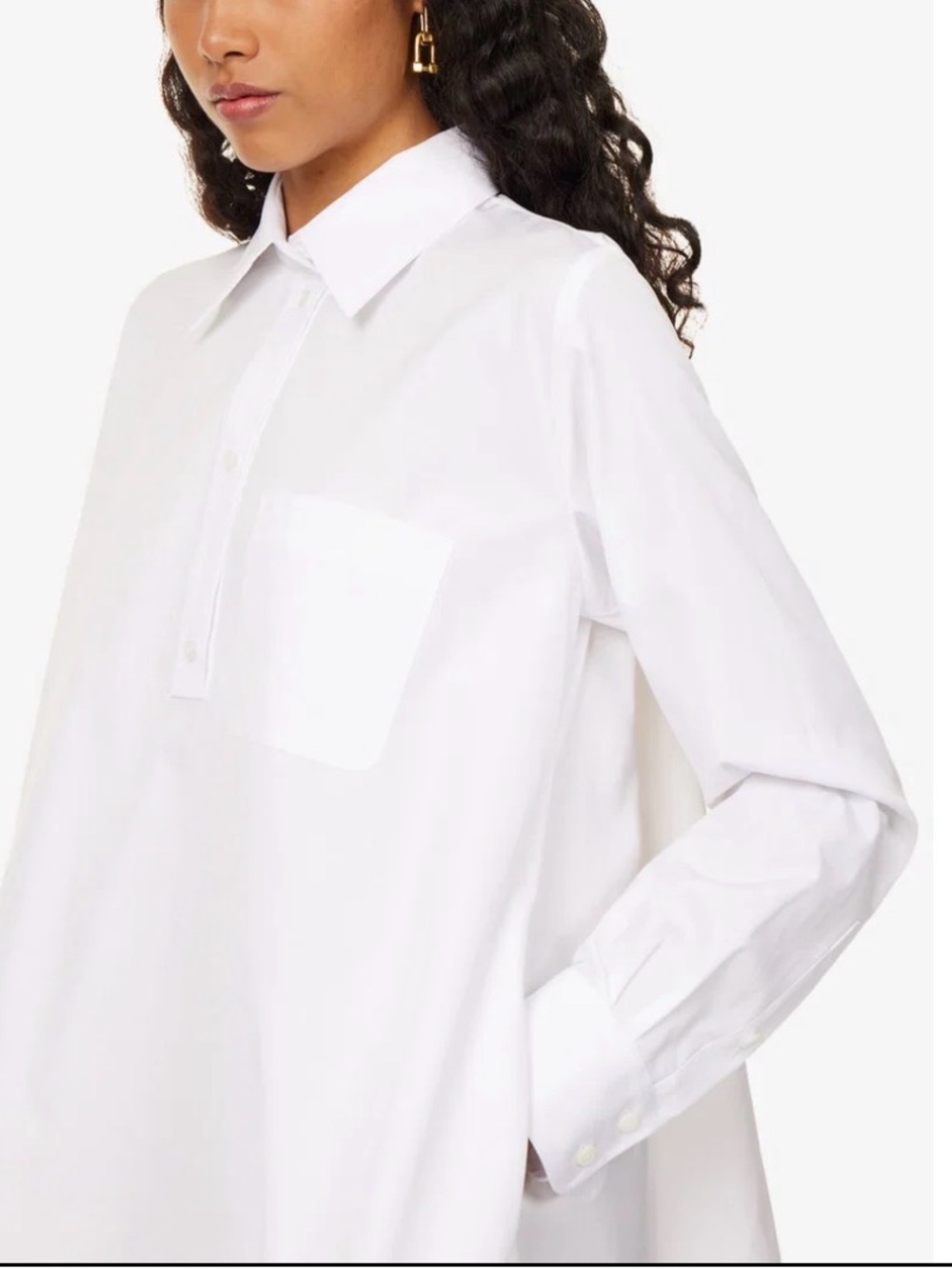White Oversized Button-Down Shirt dress w/pockets